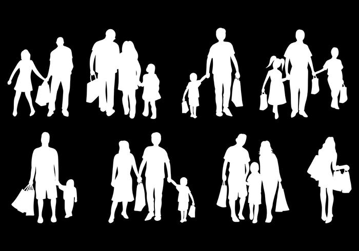 Family Shopping Icons Vector