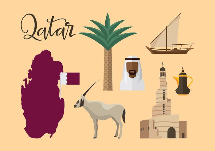 Qatar Icono De Viajes Icono vector