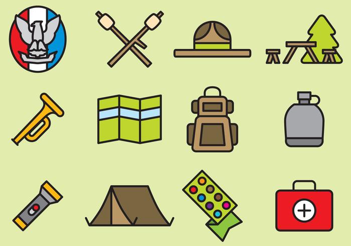 Iconos lindos del explorador de muchacho vector