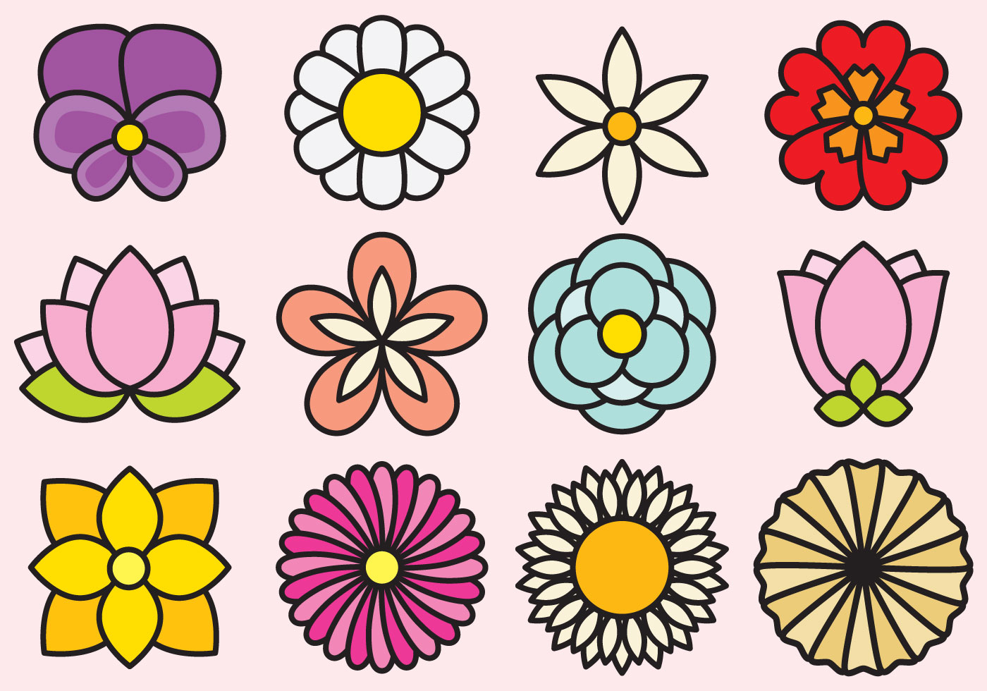 Cute Flowers Icons 124017 Vector Art at Vecteezy