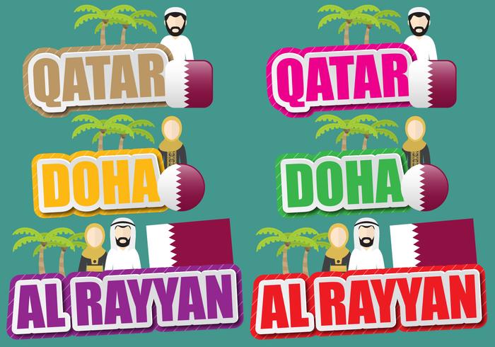 Qatar And Doha Titles vector