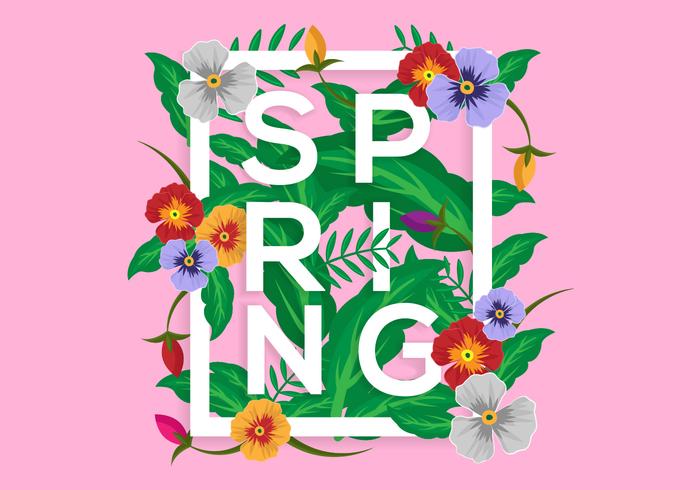 Free Floral Spring Illustration Vector with Pansy Flowers Free Floral Spring Illustration Vector with Pansy Flowers