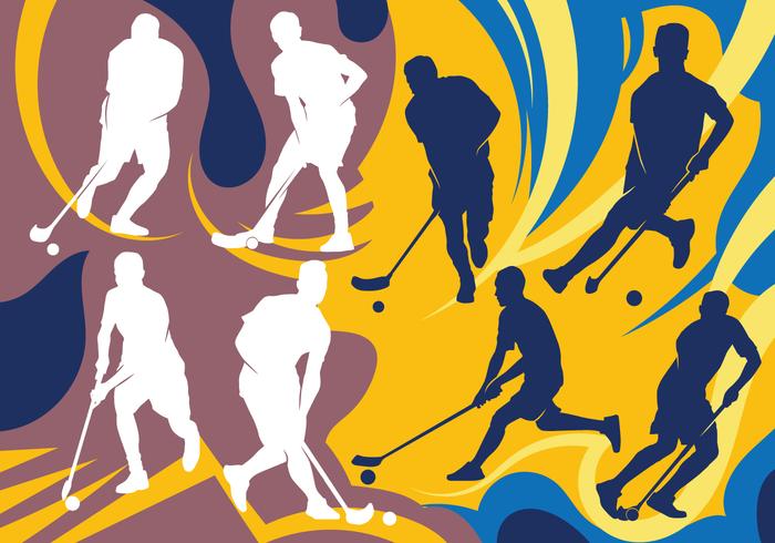 Floorball Players Silhouettes Floorball Players Silhouettes