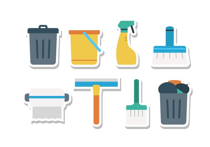 Keep Clean Sticker Icon Set vector