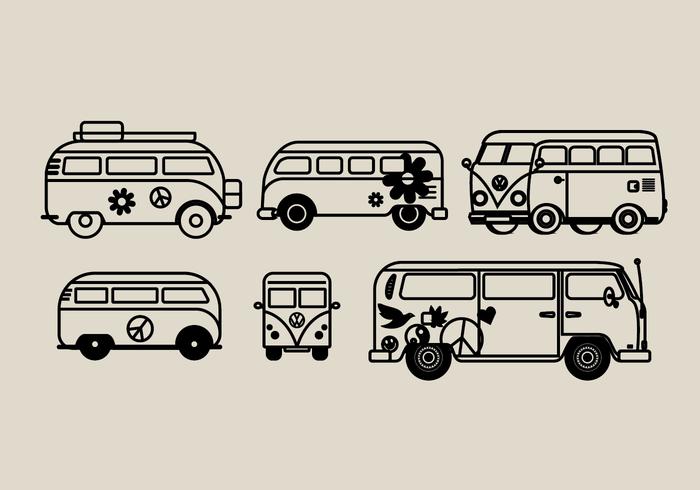 Hippie Bus Vector Illustrations Hippie Bus Vector Illustrations