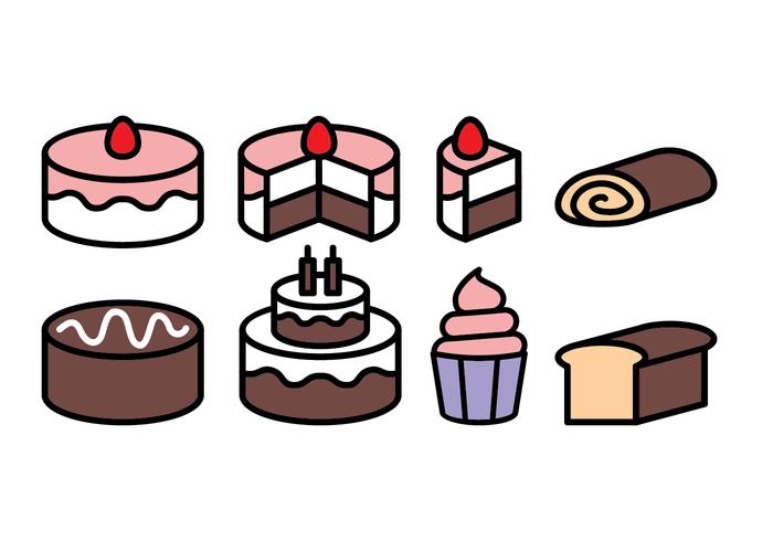 Juego de iconos gratis para pasteles vector