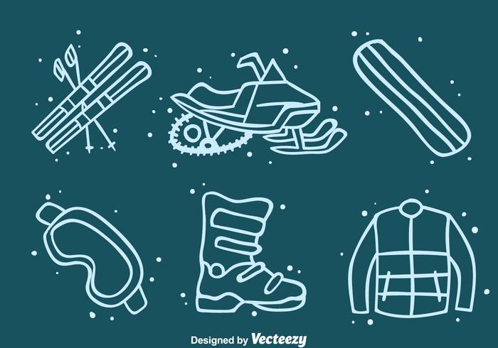 Winter Adventure Element Icons Vector