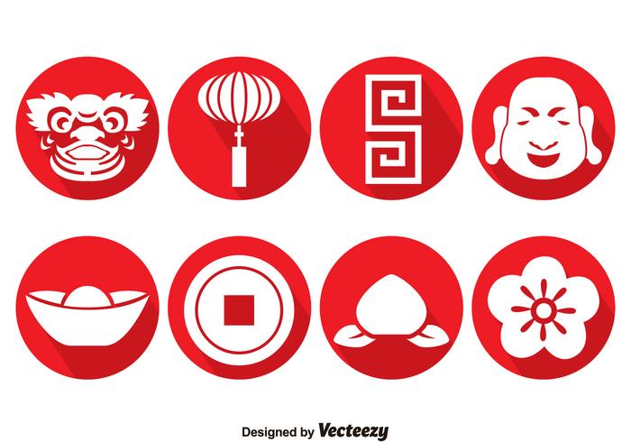 Círculo De La Cultura China Iconos Vector