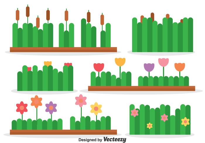 Reeds And Flowers Collection Vector