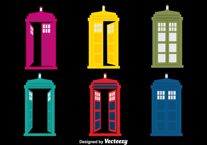 Colorful Police Boxes Vector