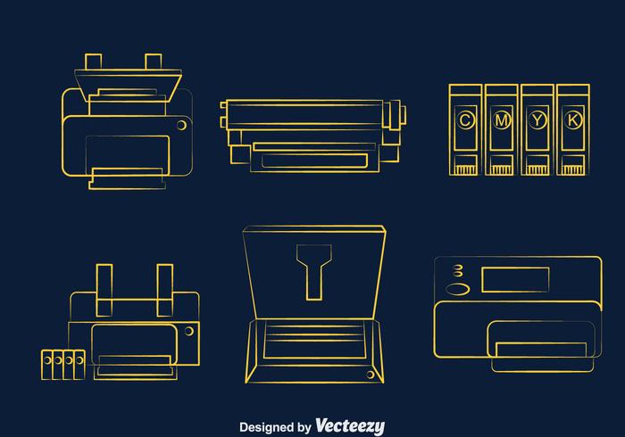 Printer Line Icons vector