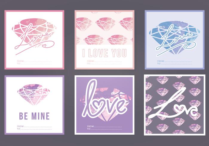 Vector Watercolor Love Cards