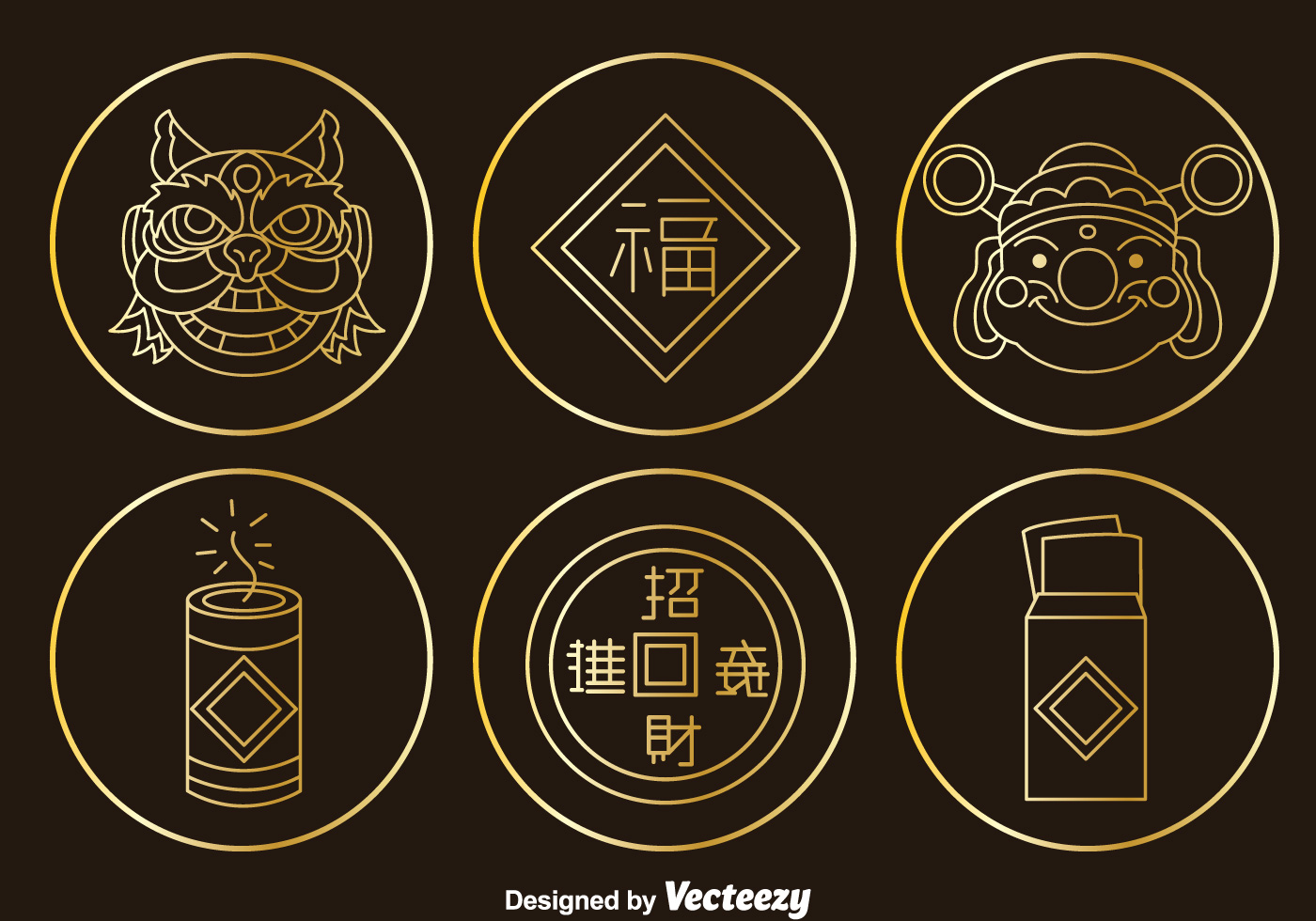 Chinese Culture Element Gold Icons Vector - Download Free Vectors, Clipart Graphics ...1400 x 980