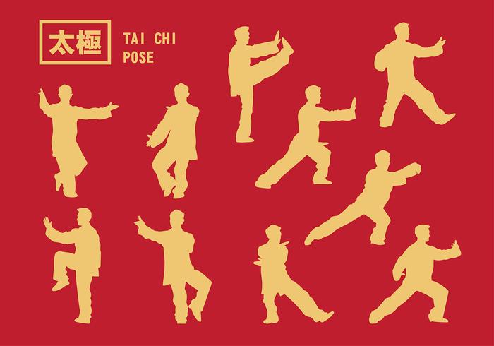 Tai Chi Pose Vector Silueta