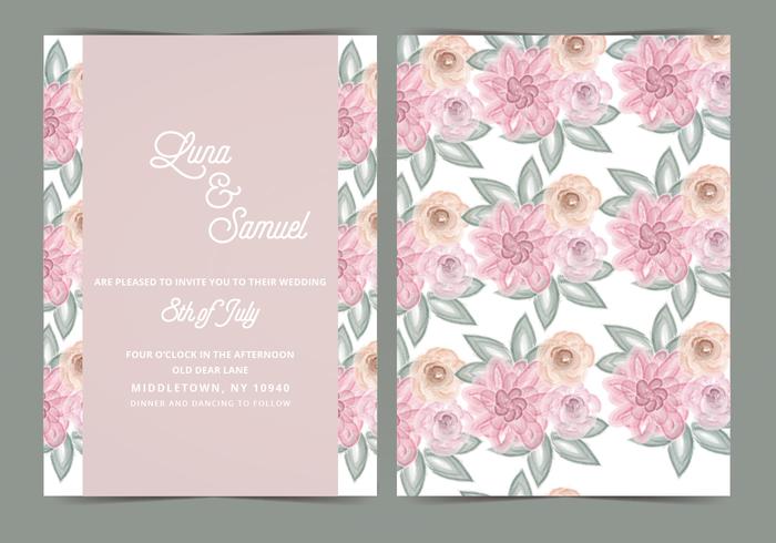 Blush Floral Vector Wedding Invite