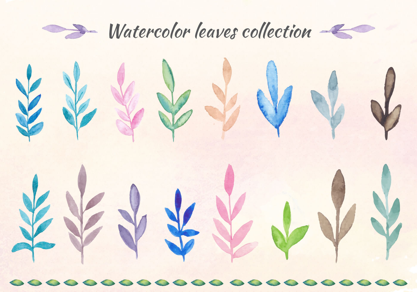 Акварельные листья. Watercolor vector leaves. Листья акварель вектор. Акварельные листья по краям. Leaves collection