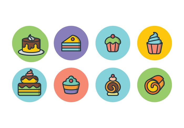 Juego de iconos gratis para pasteles vector