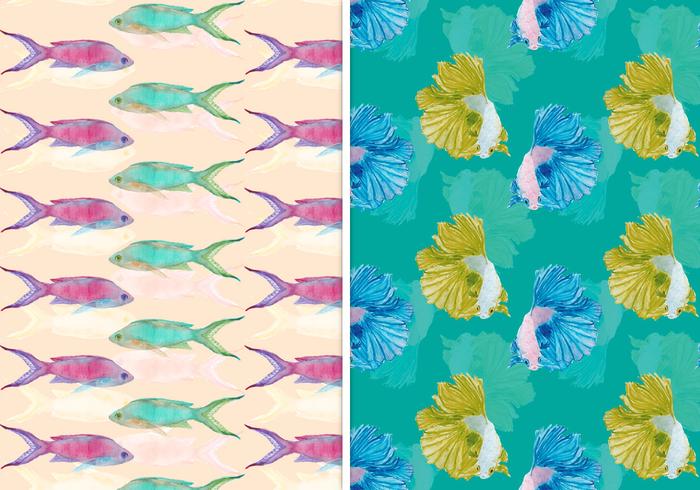 Vector Summer Seamless Fish Pattern