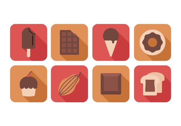 Iconos planos de chocolate gratis vector