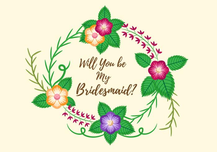 Free "Will you be my bridesmaid" Card Design Vector Free "Will you be my bridesmaid" Card Design Vector
