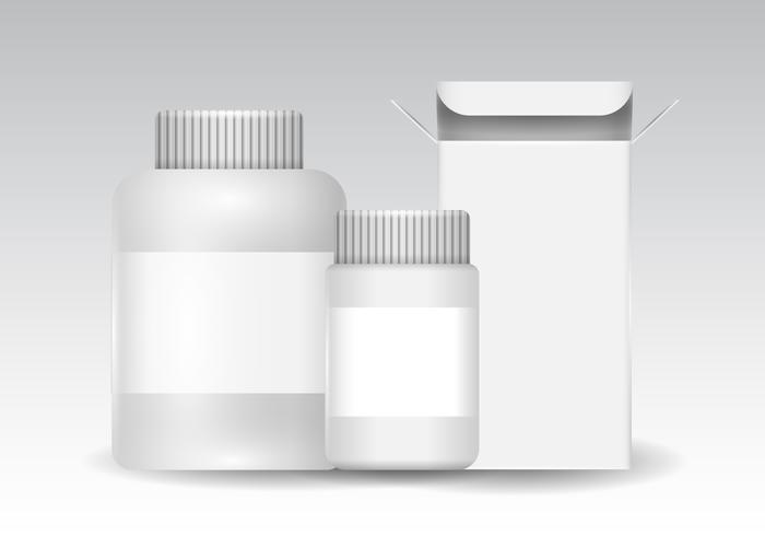 Free Plastic and Box Packaging for Pill, Cosmetic, and Vitamins Vector Free Plastic and Box Packaging for Pill, Cosmetic, and Vitamins Vector