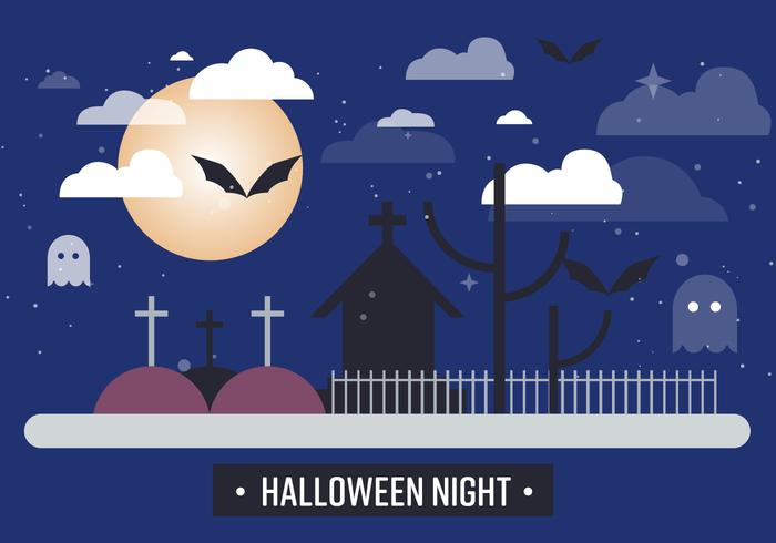 Free Spooky Halloween Night Vector Illustration