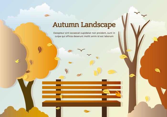 Vector Autumn Park Bench