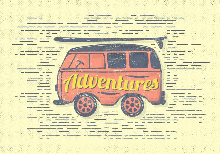 Libre Vintage Adventures Van Ilustración Vectorial vector