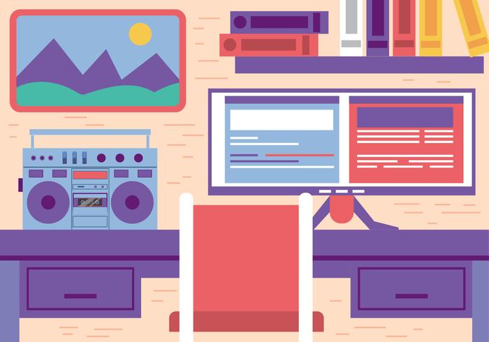 Free Flat Vector Office Workspace Free Flat Vector Office Workspace