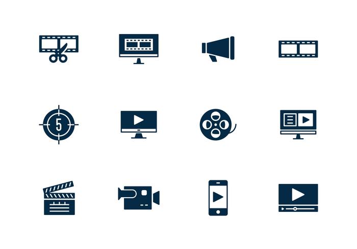 Icono de edición de vídeo simple vector