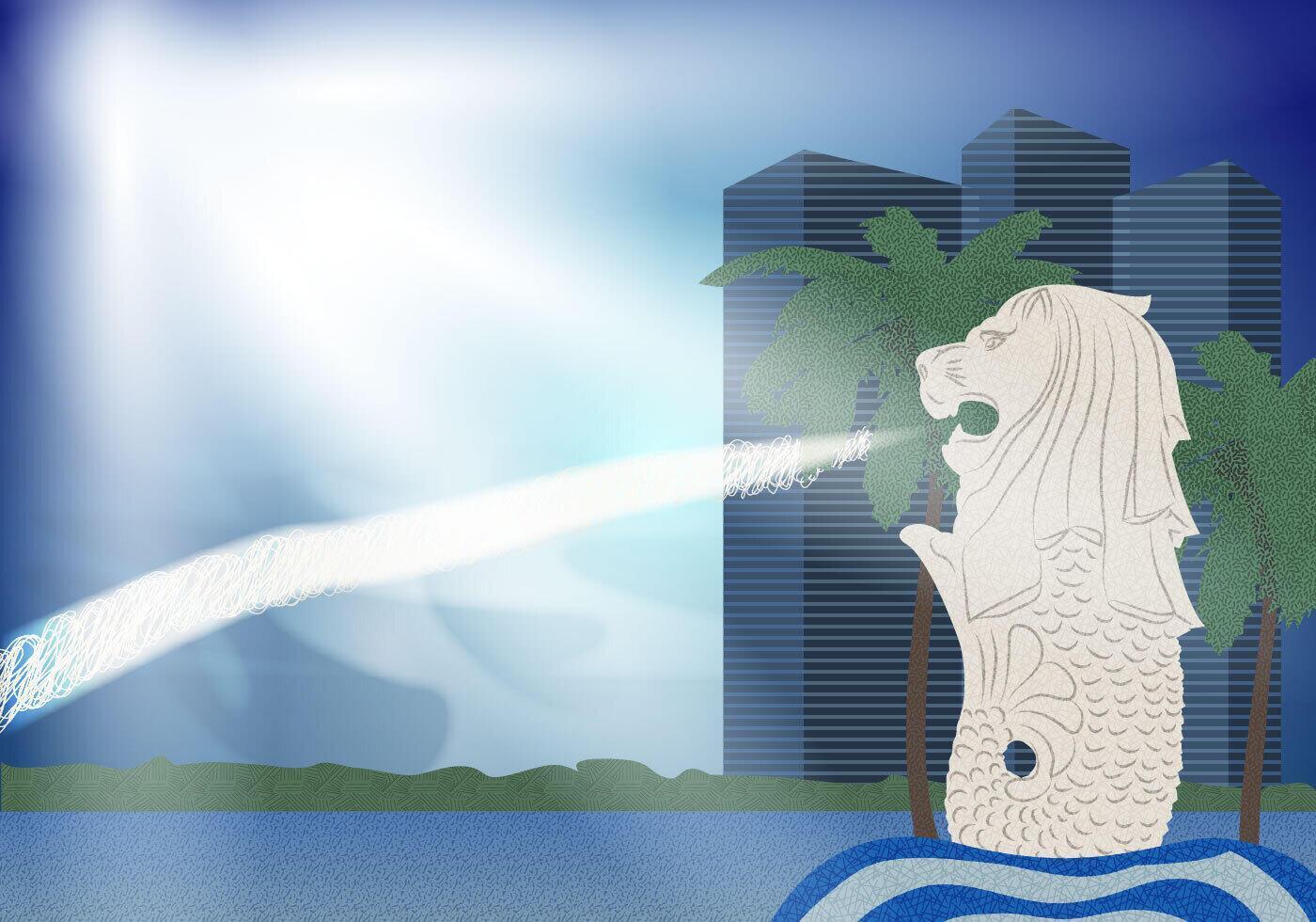 Merlion Paisaje Ilustración Vector