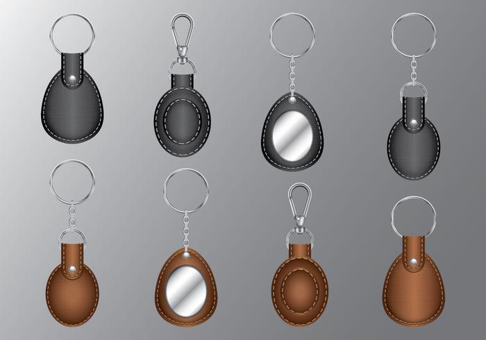 Leather Oval Keychains vector