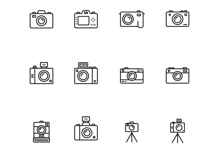 Camera Thin Icons vector