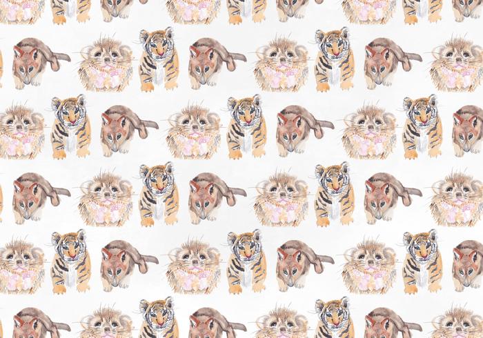 Cute Animal Vector Watercolor Pattern Cute Animal Vector Watercolor Pattern