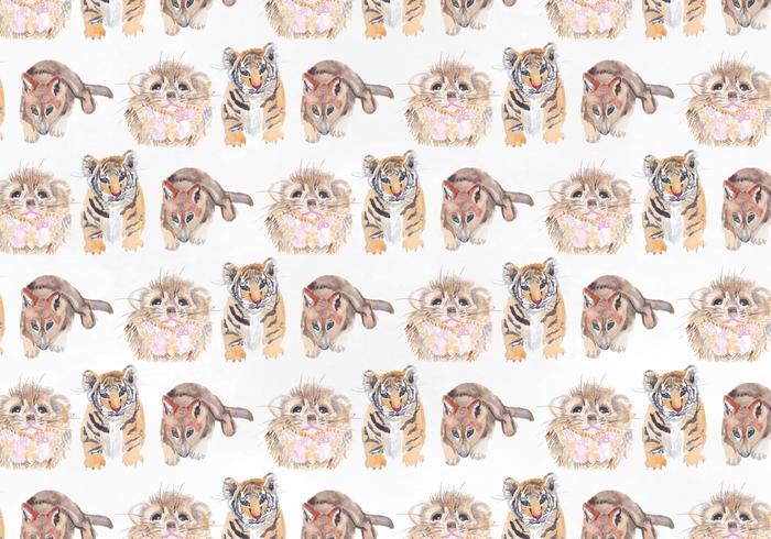 Cute Animal Vector Watercolor Pattern