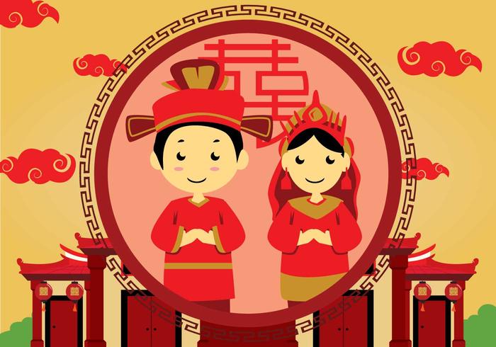 Ilustración china libre de la boda vector