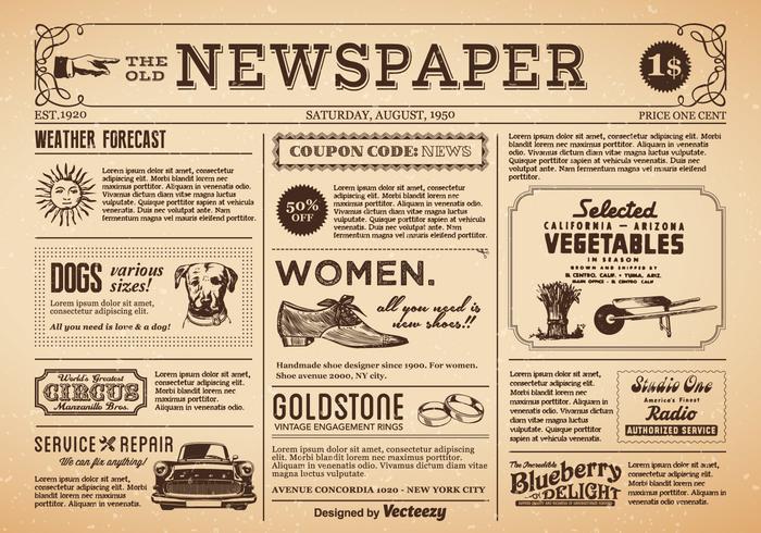 free old newspaper vector