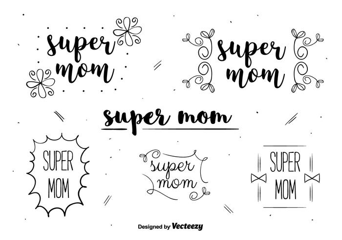 Conjunto de etiquetas Super Mom vector