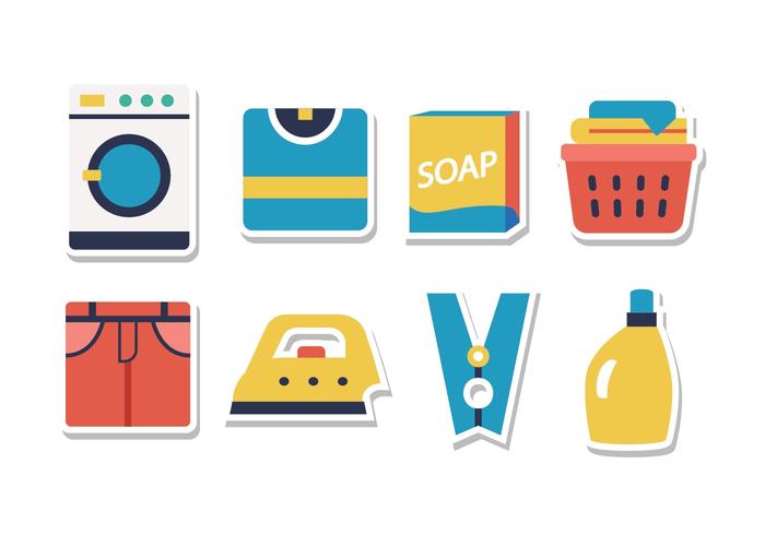 Laundry Sticker Icon Set vector