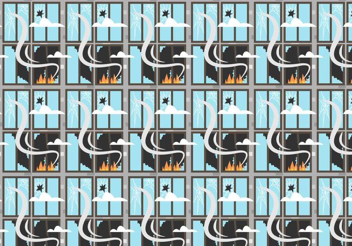 Fire and Broken Windows Pattern Vector