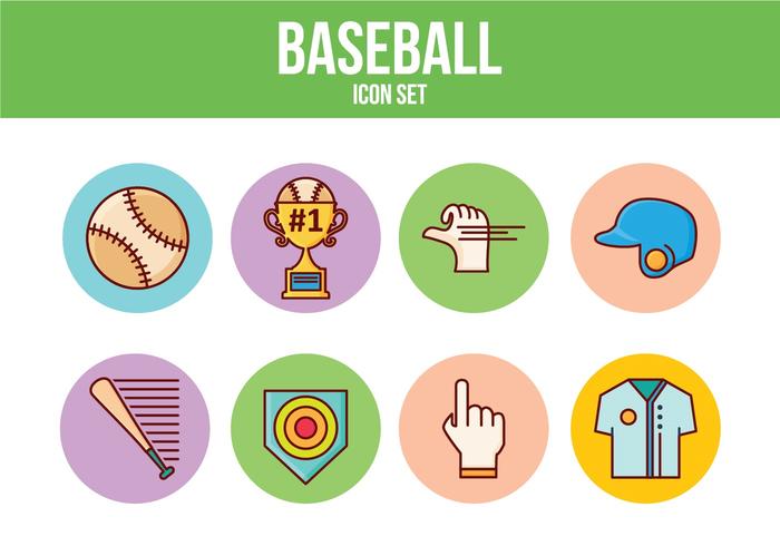 Juego de iconos de béisbol gratis vector