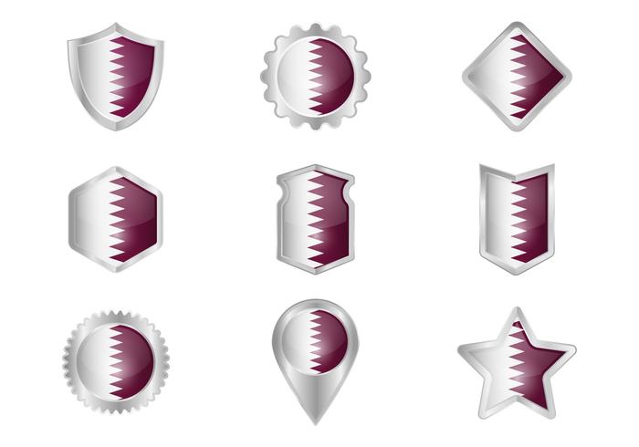 Free Qatar Flag Metal Badges Vector Free Qatar Flag Metal Badges Vector
