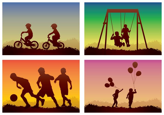 Children Playing Silhouette vector
