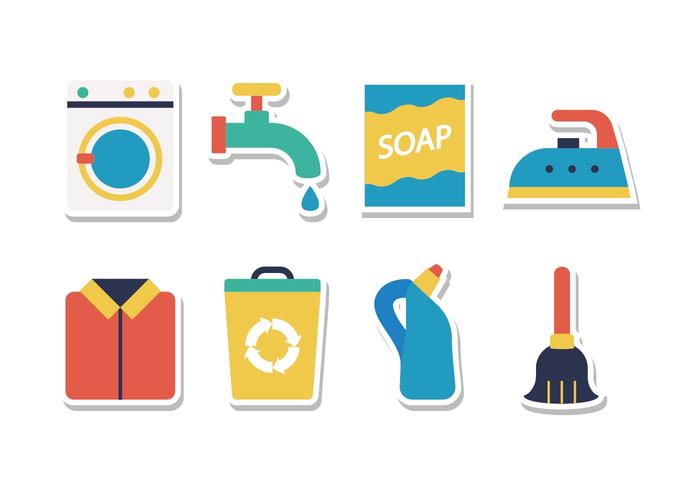 Free Housework Cleaning Sticker Icons vector
