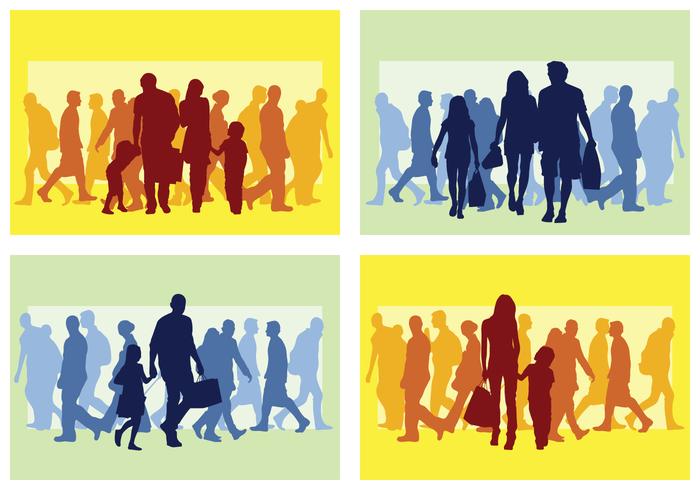 Family Shopping Silhouette vector