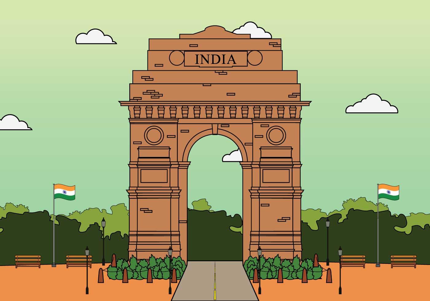 Free India Gate Illustration 124852 Vector Art at Vecteezy
