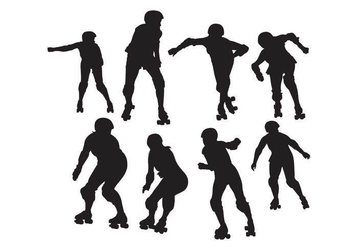 Free Roller Skating Silhouettes Vector