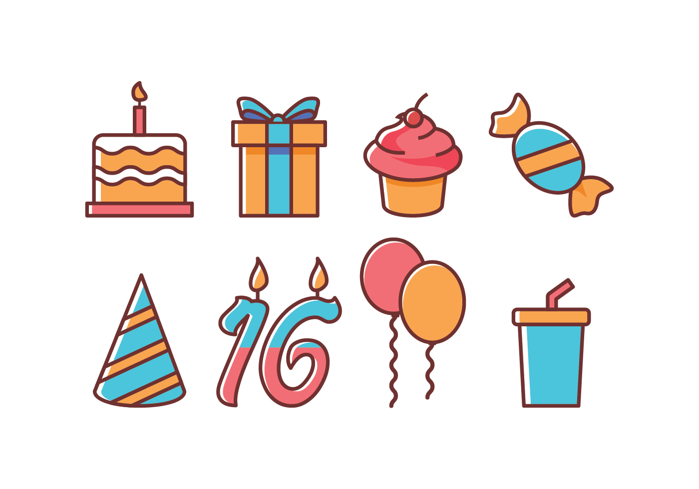 Free Birthday Icon Set Download Free Vectors Clipart Free Birthday Icon Set Download Free Vectors Clipart