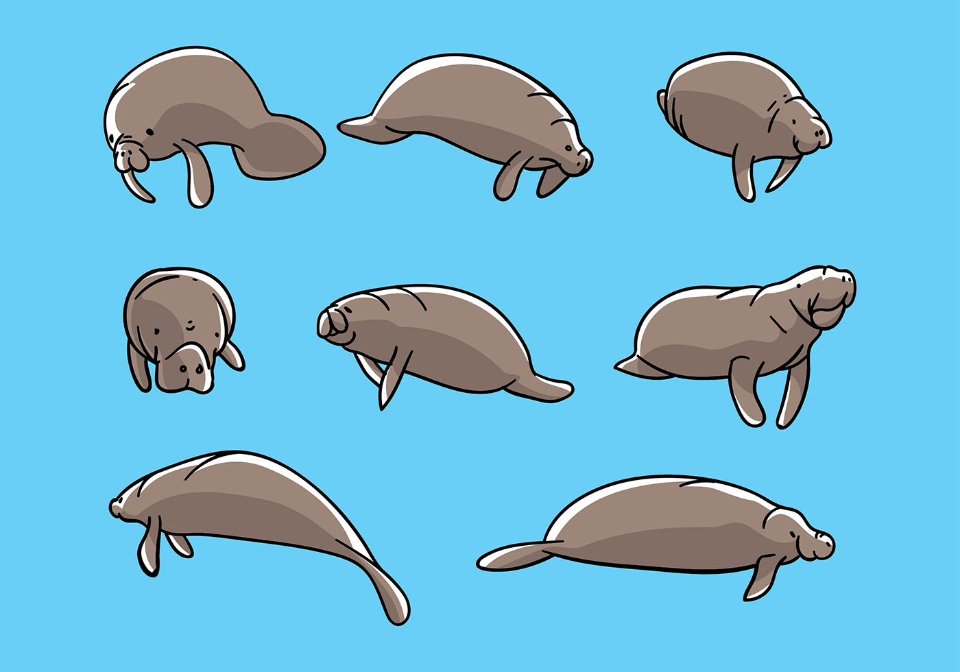 Manatee Illustration Vector 124923 Vector Art at Vecteezy