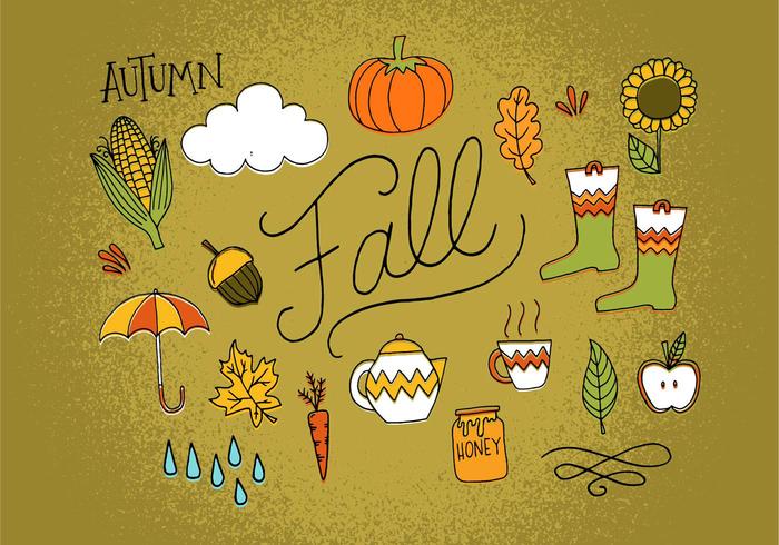 Hand Drawn Autumn Icons vector